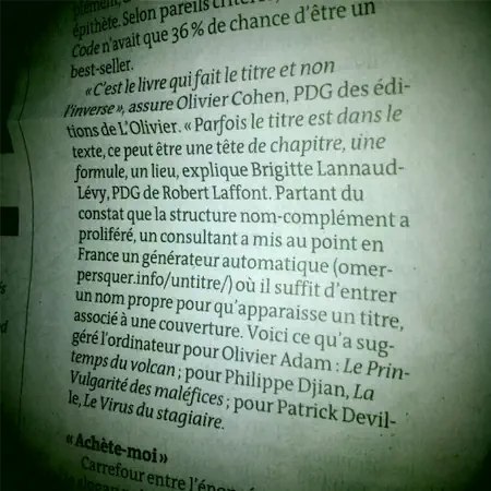 UnTitre dans un article du monde